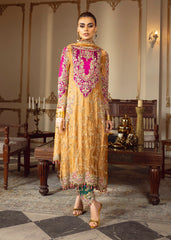 Musturd with Pink and Green 3pc Unstitched