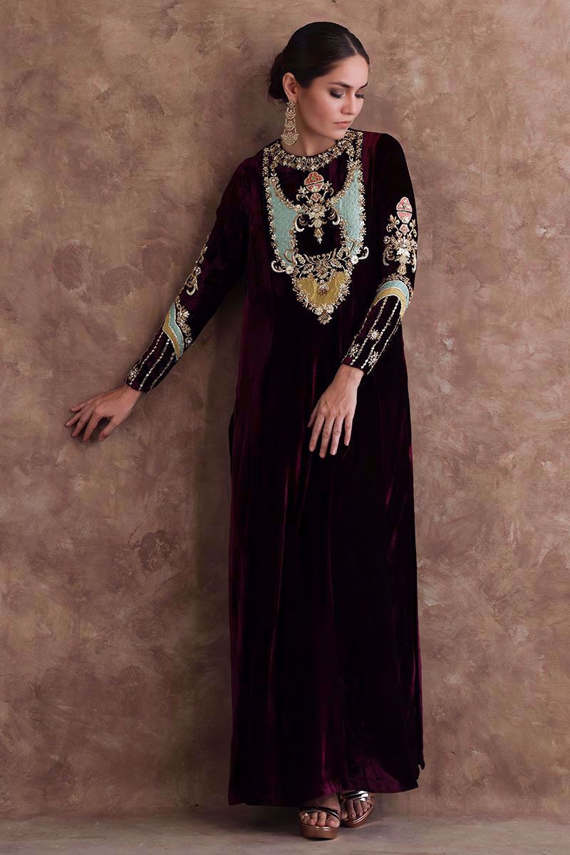 Black with blue neck 3pc Unstitched