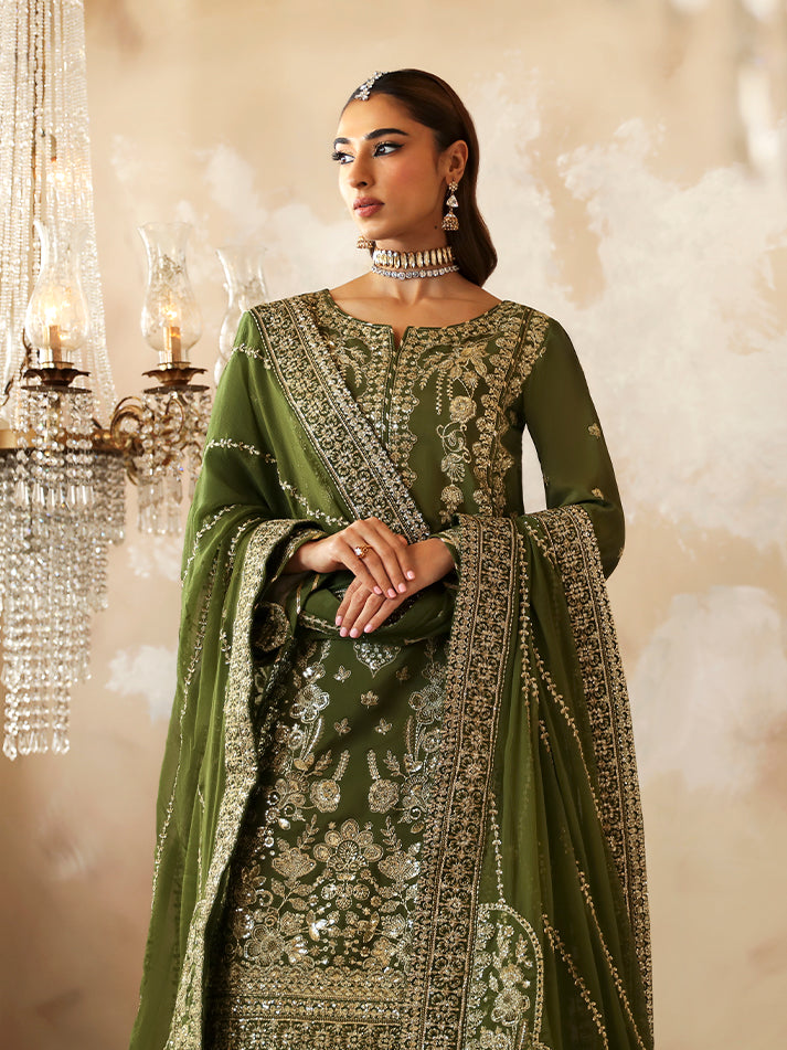 Pista Green Organza 2pc Unstitched