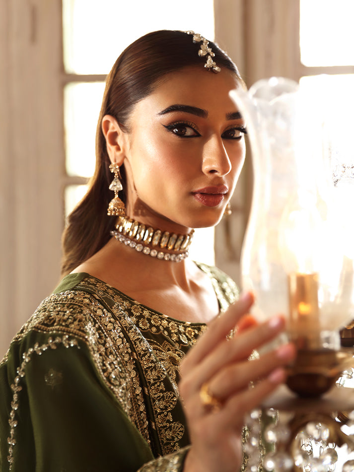 Pista Green Organza 2pc Unstitched