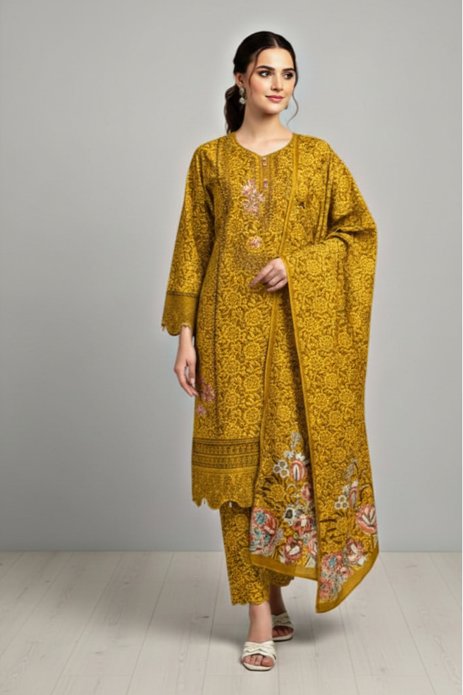 Winter Cotton 3 piece Stitched